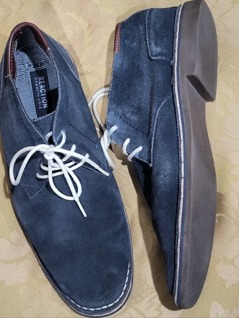 Kenneth Cole Reaction Desert Sun Navy Suede Chukka Boots with White Laces